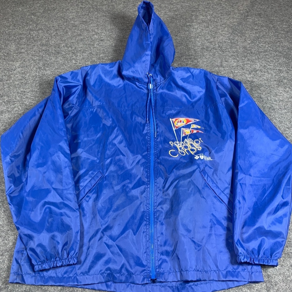 VTG Windless Jacket Mens L Blue Full Zip Lightweight Windbreaker Blue Cross 90s